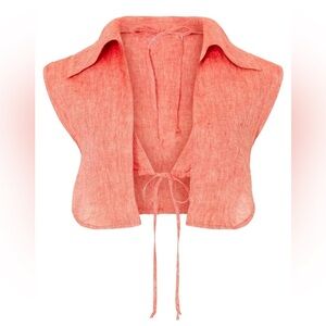 Matthew Bruch Vest with Triangle Linen Top - Red - Medium